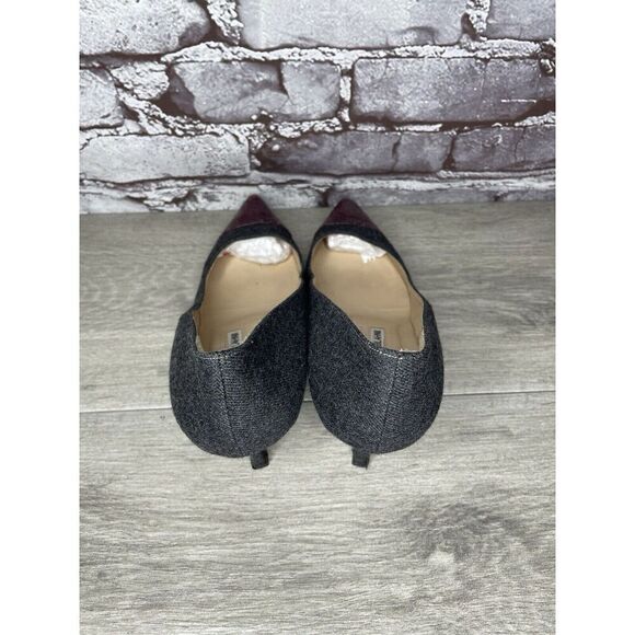 Manolo Blahnik Grey Wool Fabric Burgundy Pointed Toe Heels Women Sz 39.5EU/9M US - Picture 7 of 16
